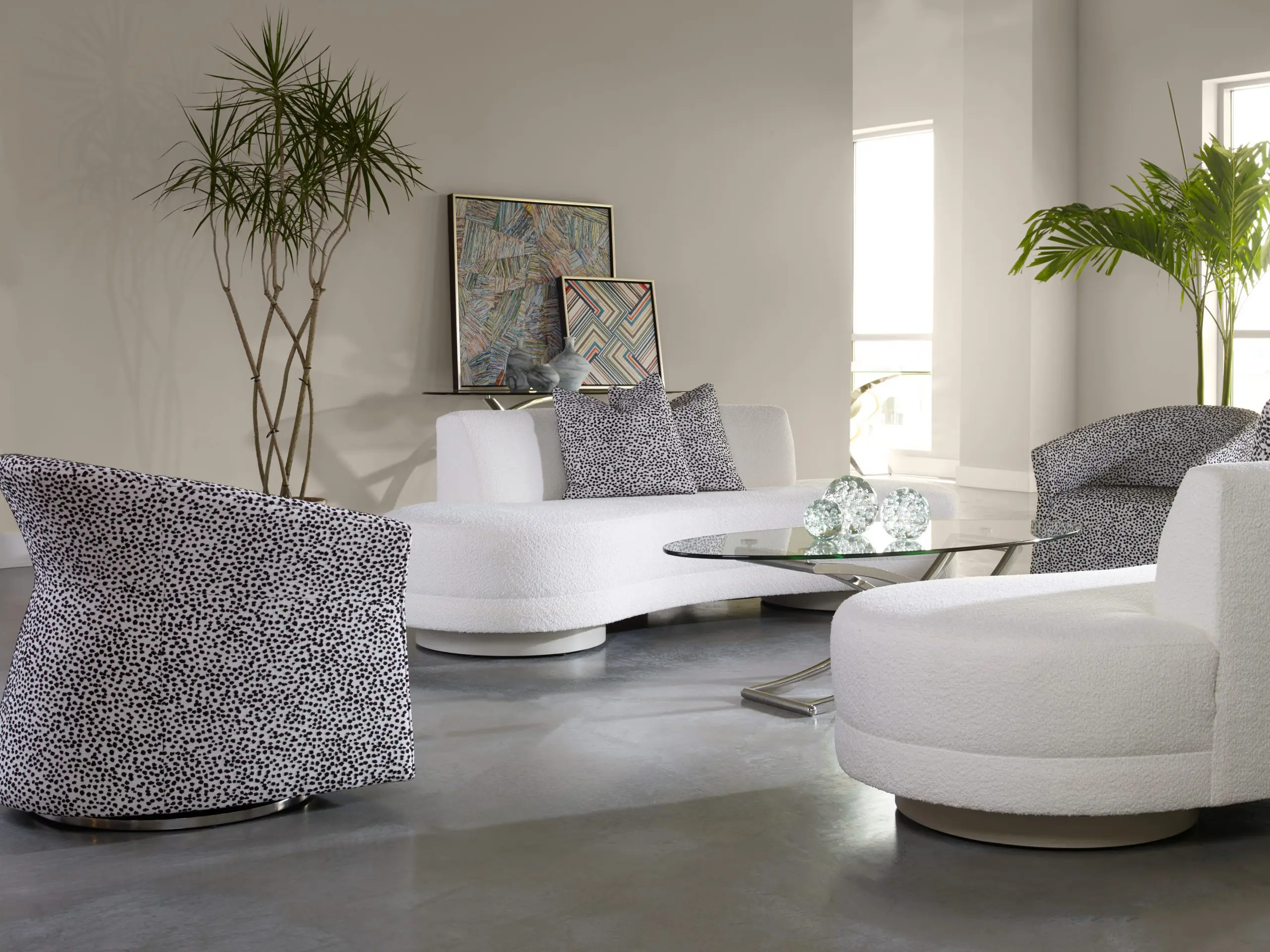 Elegant lounge area with indoor plants