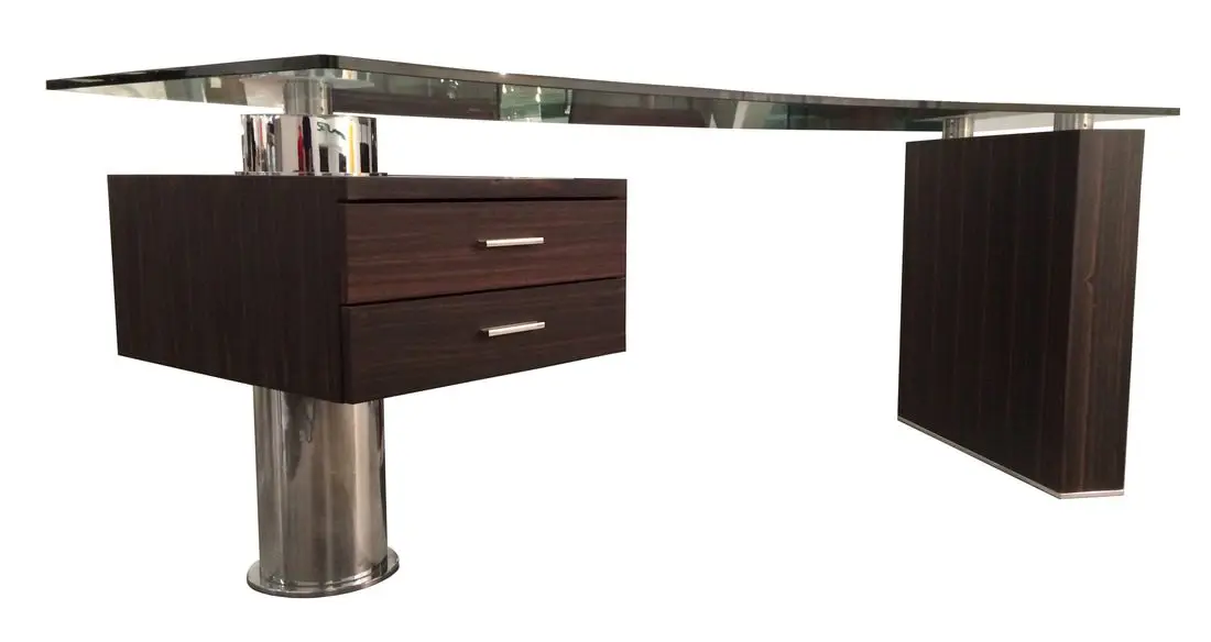 Contemporary desk featuring dark wood design