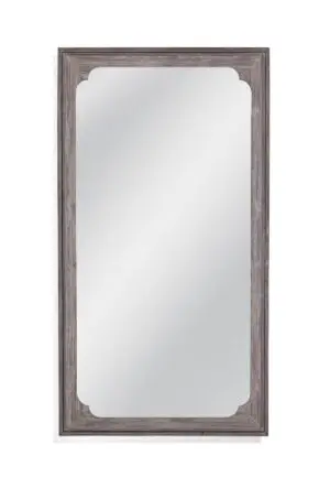 Wood-framed rectangular mirror