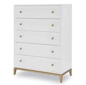 Sleek white chest of drawers.