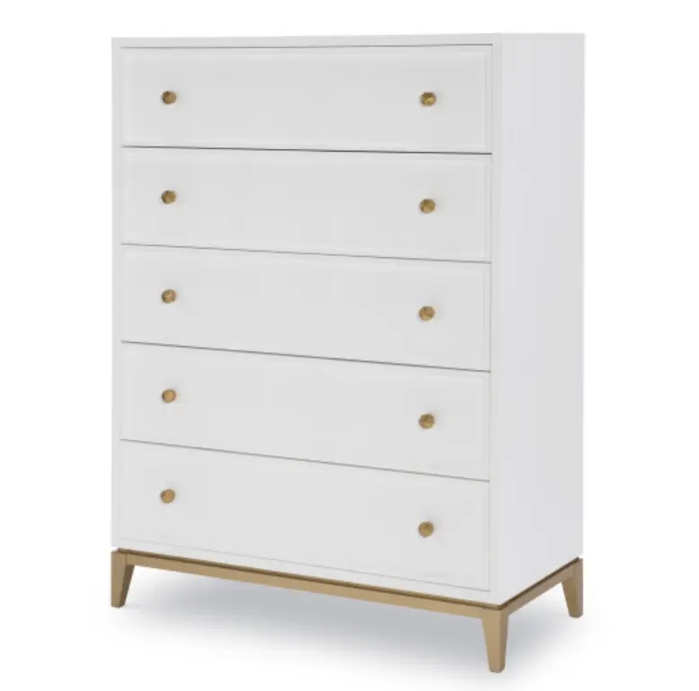 Sleek white chest of drawers.