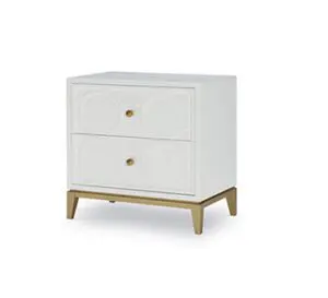 Two-drawer white bedside table