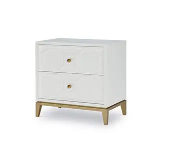 Two-drawer white bedside table