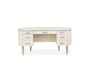Curved white desk, modern design