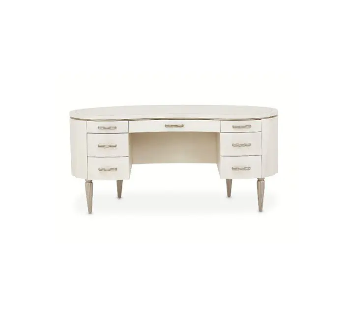Curved white desk, modern design