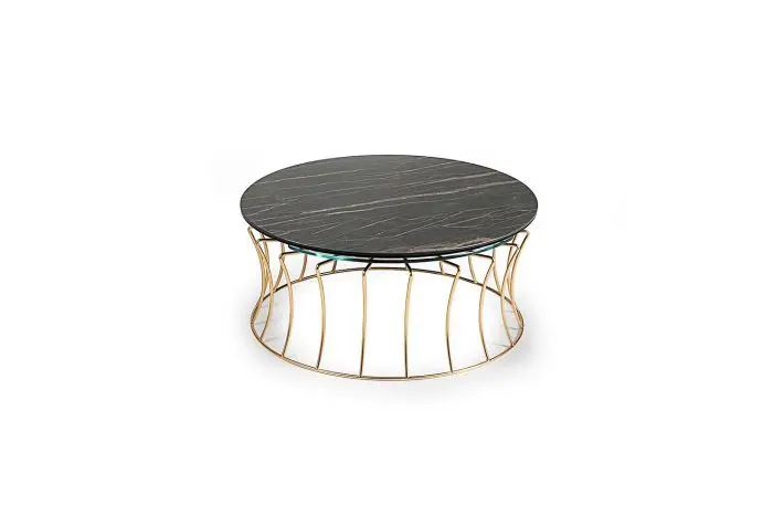 Elegant coffee table with black top.