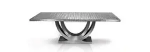 Contemporary silver table with reflective surface