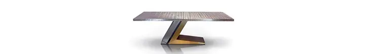 Stylish wooden table with metal base