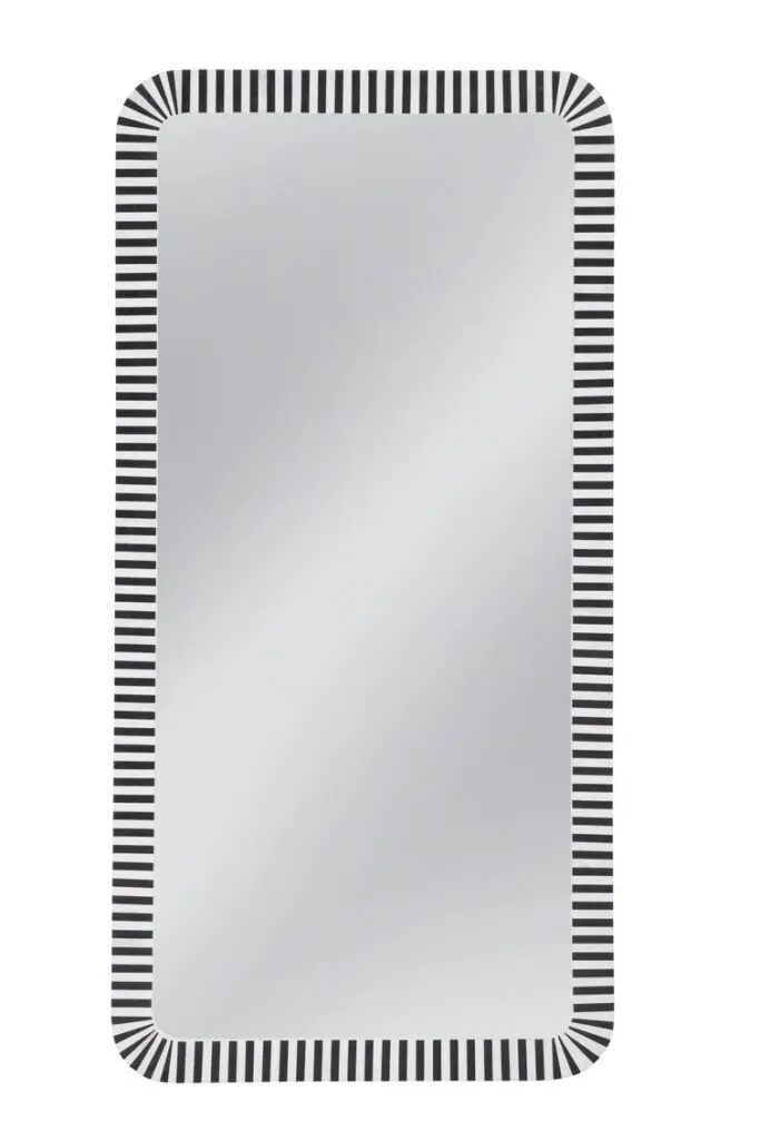 Rectangular mirror with striped border