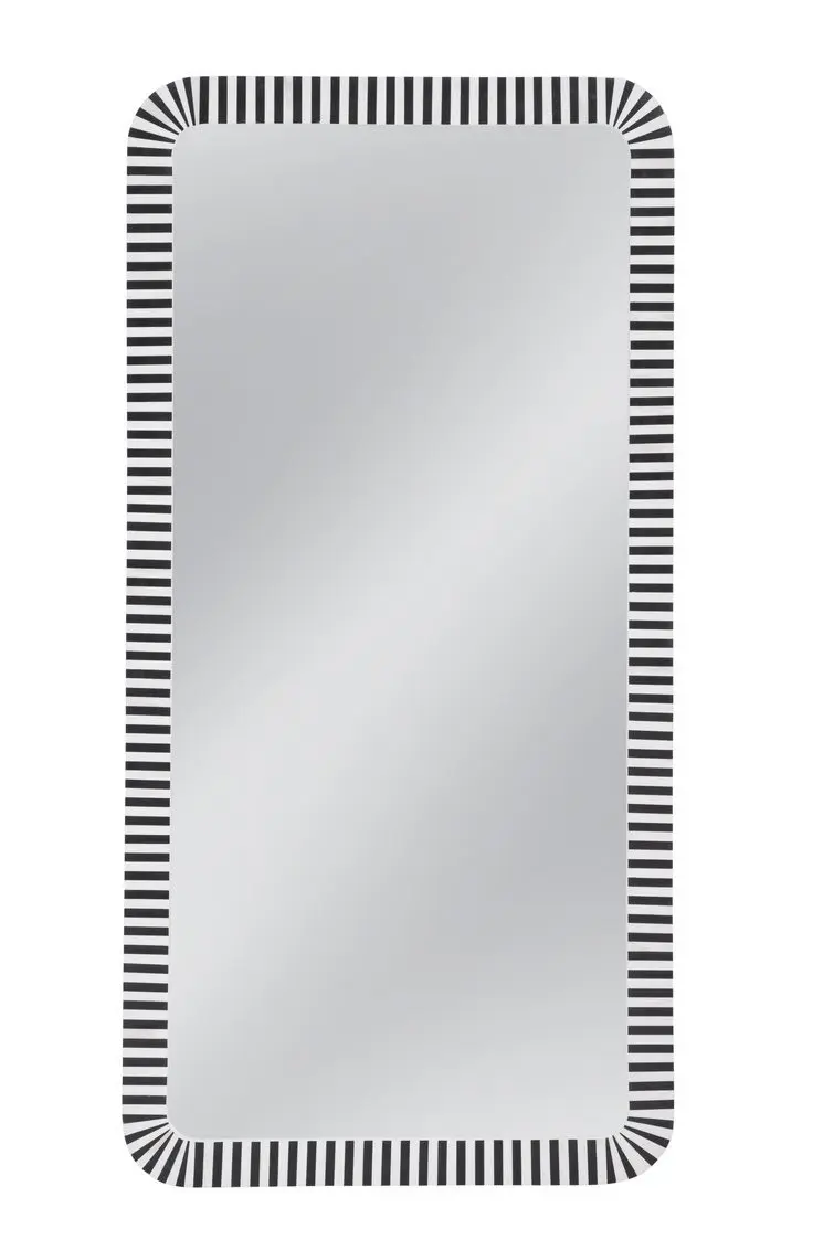 Rectangular mirror with striped border