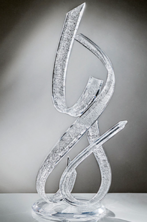 Contemporary crystal sculpture on display