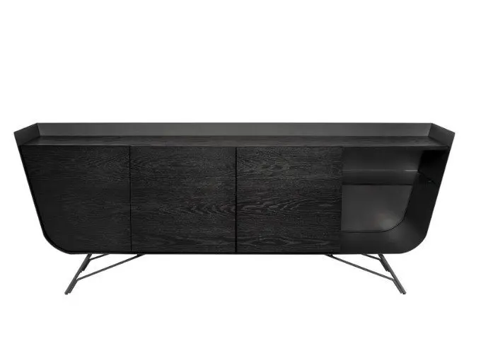 Stylish black cabinet with open shelving