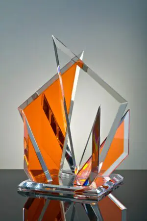 Modern geometric glass art piece