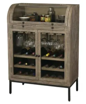 Wooden wine cabinet with glass doors