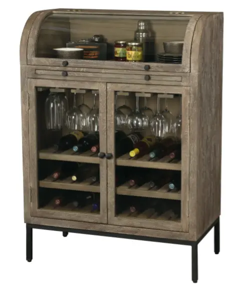Wooden wine cabinet with glass doors