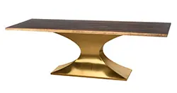 Elegant wooden table with metallic stand