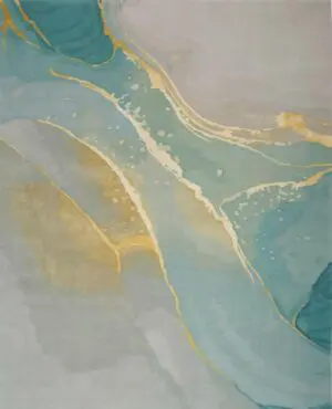 Elegant teal and gold abstract art