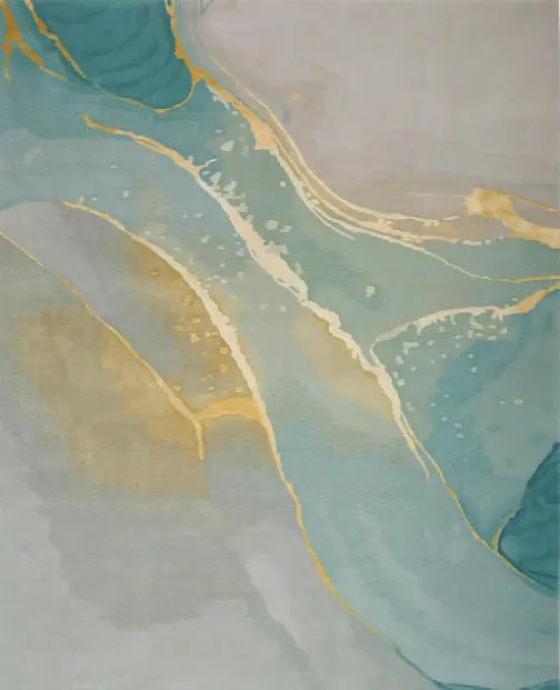 Elegant teal and gold abstract art