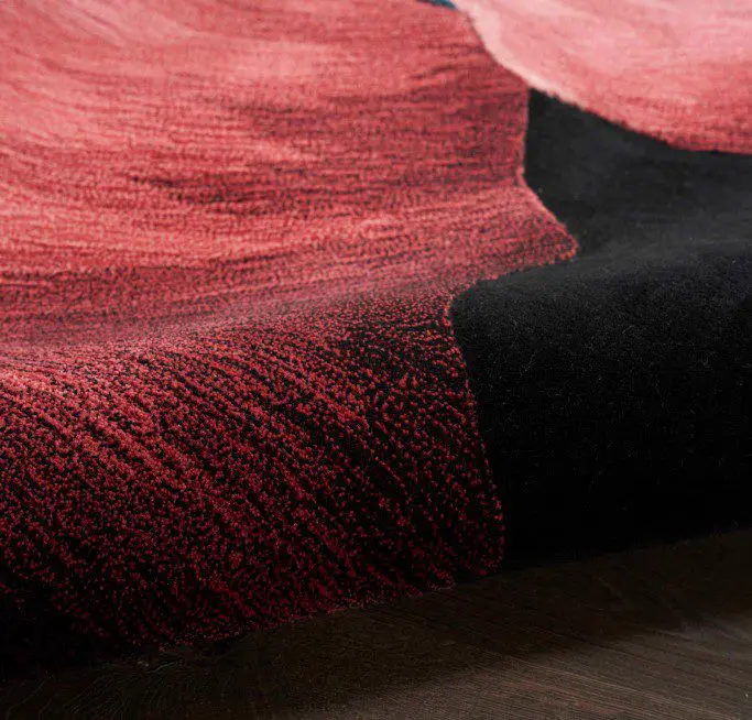 Modern red rug detail on floor