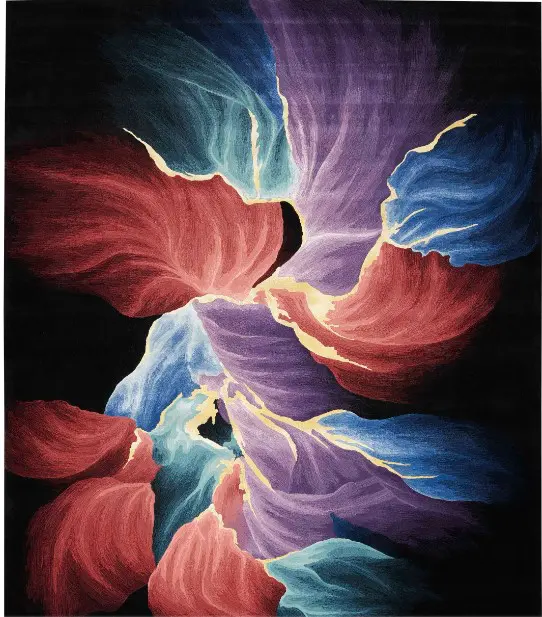 Vibrant swirling petal artwork