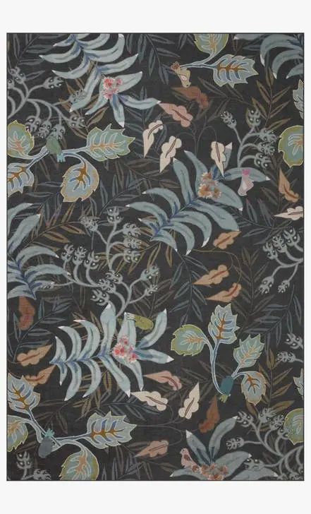 Botanical rug design with leaves
