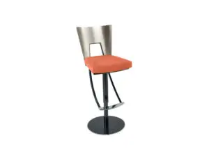 Modern bar stool with orange cushion