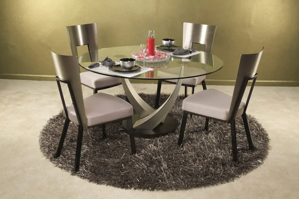 Modern glass dining table with four chairs