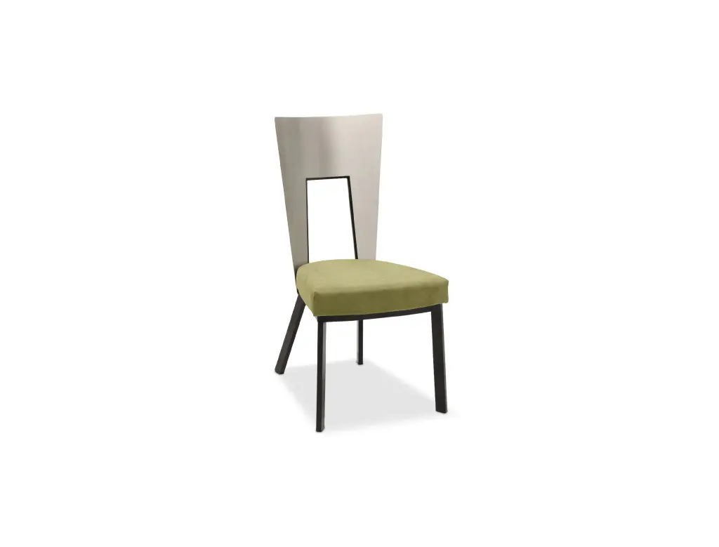 Contemporary chair design with green seat