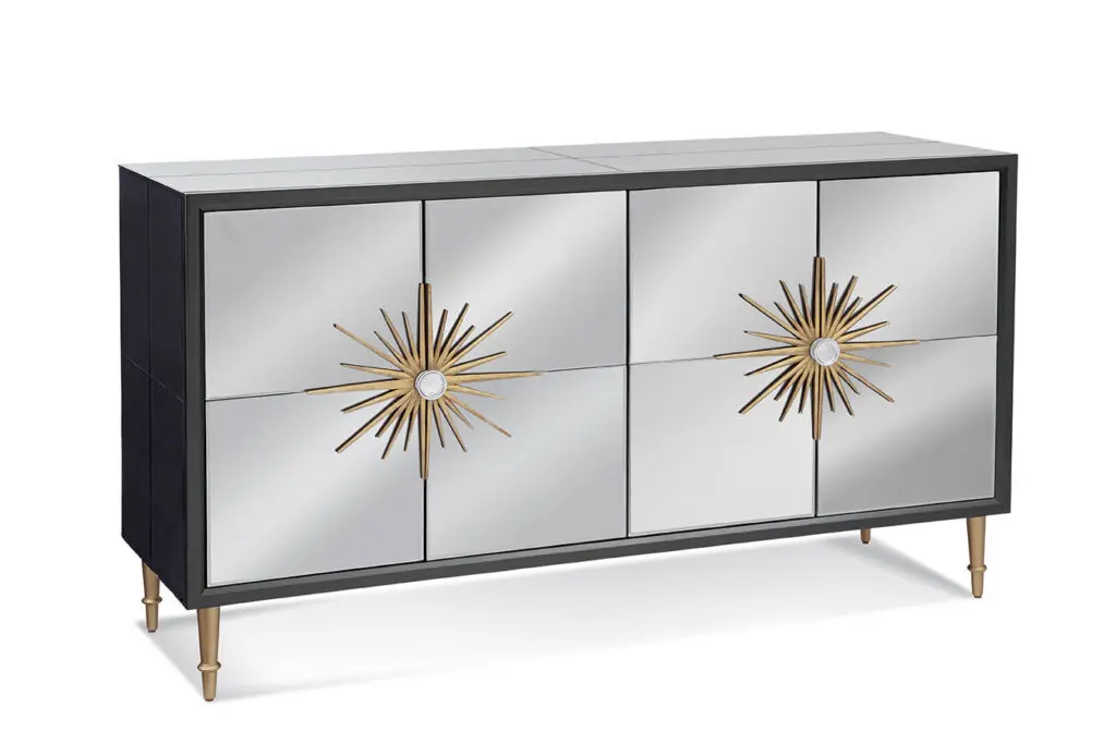 Mirrored cabinet with starburst design