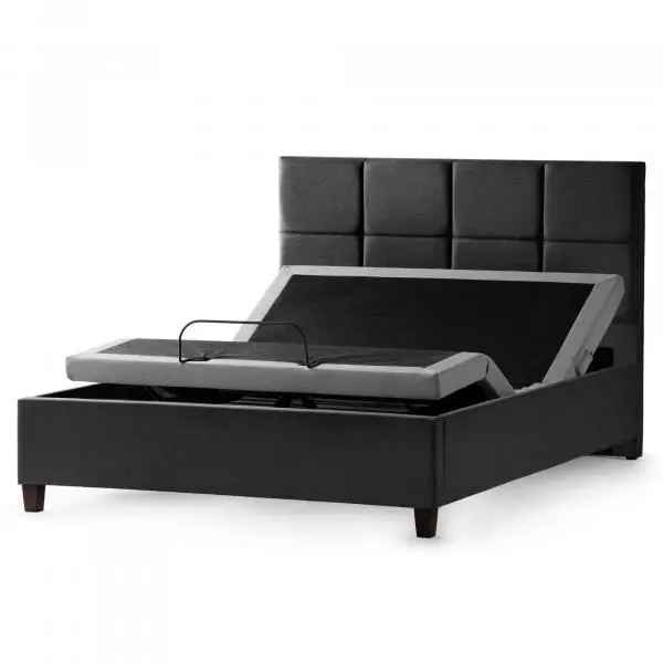 Black adjustable bed with headboard