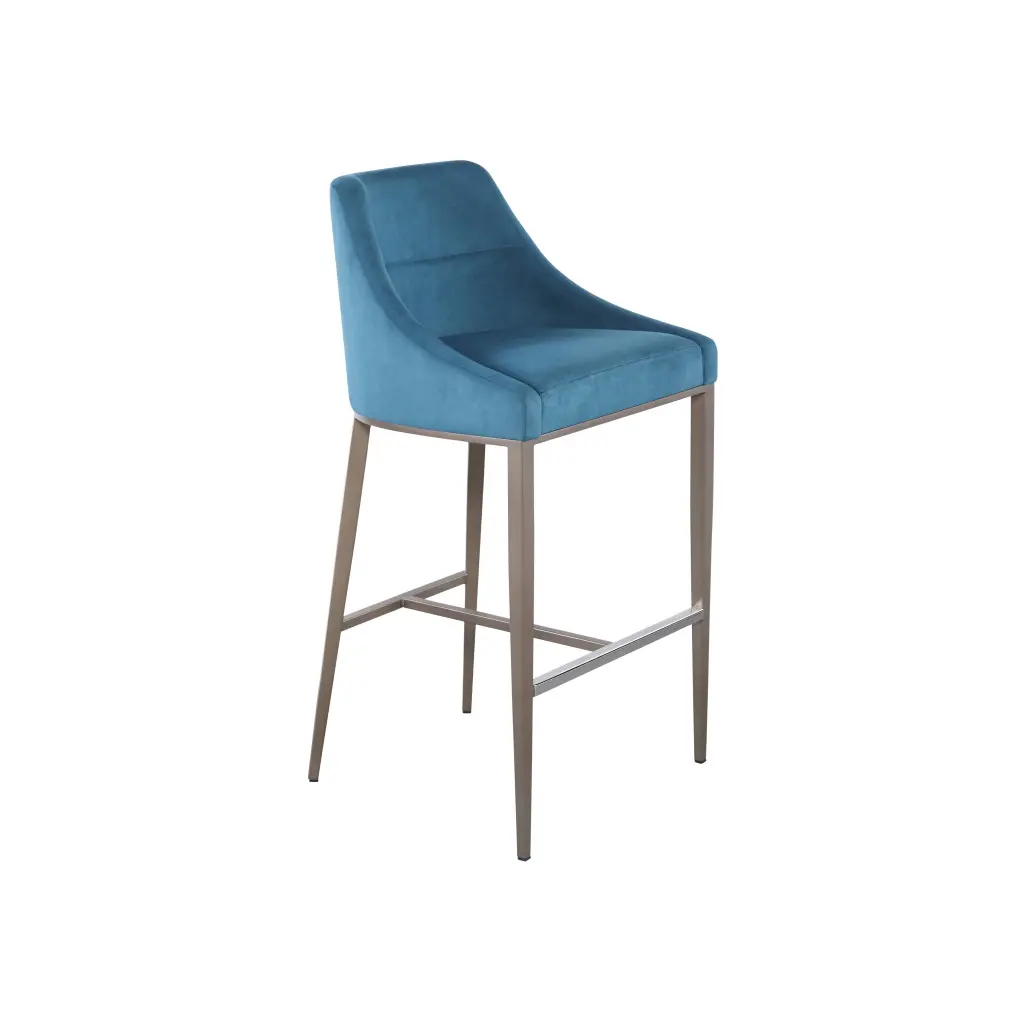 Blue bar stool with wooden legs