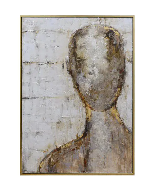 Abstract humanoid figure on textured background