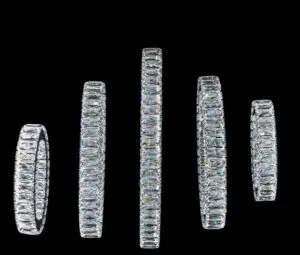Elegant diamond rings displayed vertically
