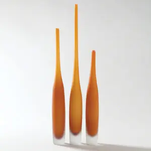Three sleek gradient glass vases