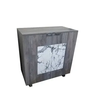 Wooden cabinet with marble design panel