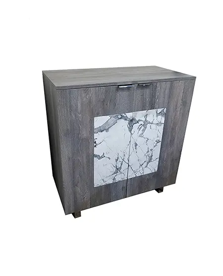Wooden cabinet with marble design panel