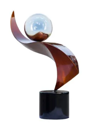Modern sculpture with glass orb