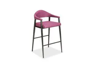 Modern bar stool featuring pink fabric