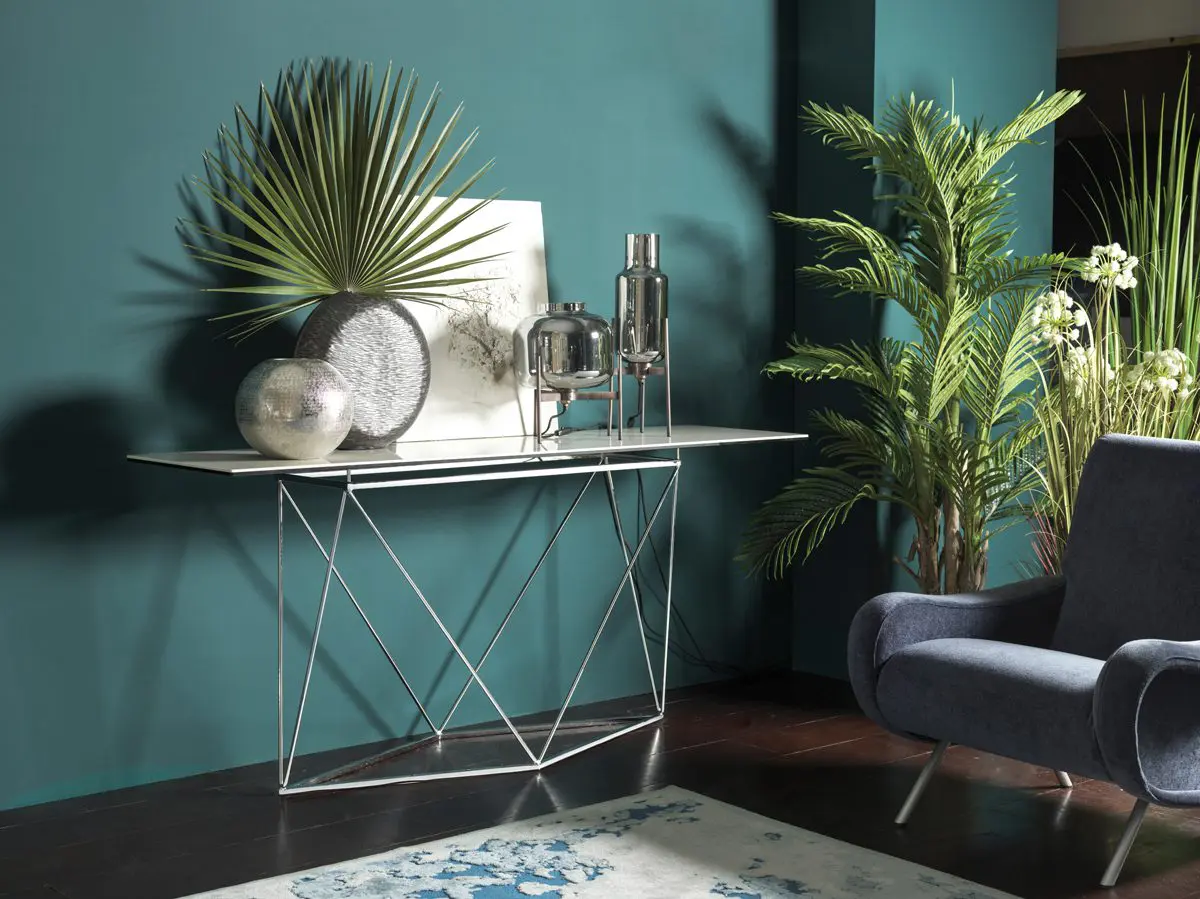 Modern interior with plants and geometric decor