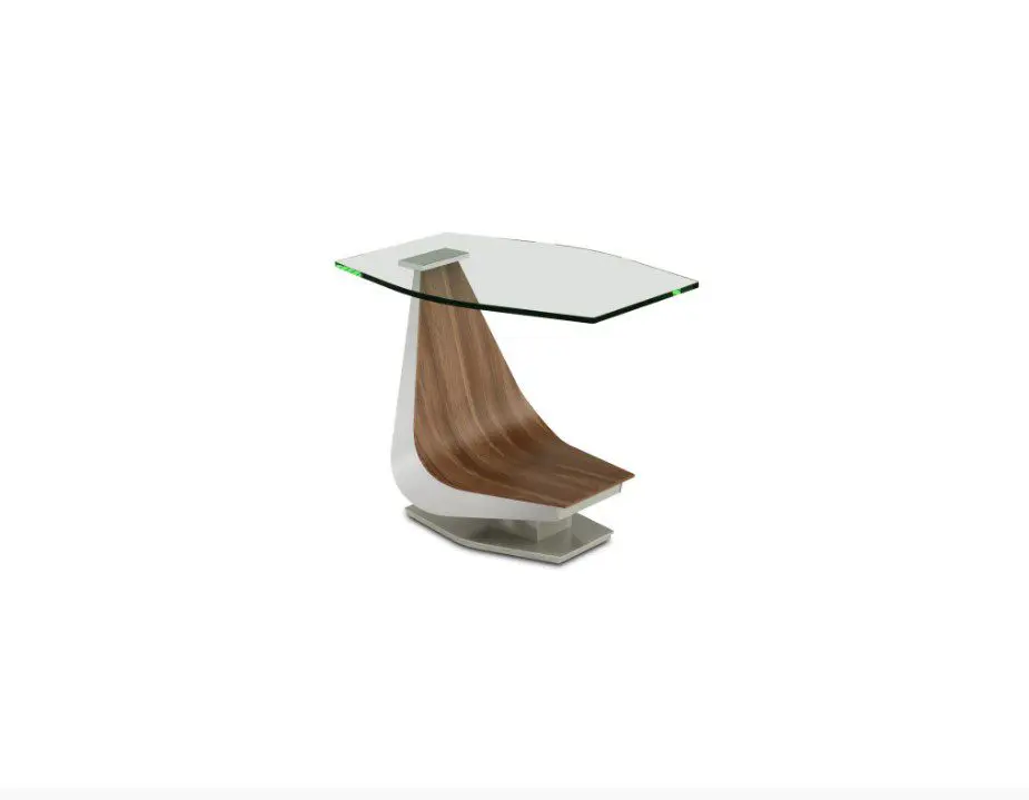 Modern glass-top table with wood design