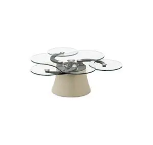 Glass coffee table with rotating sections