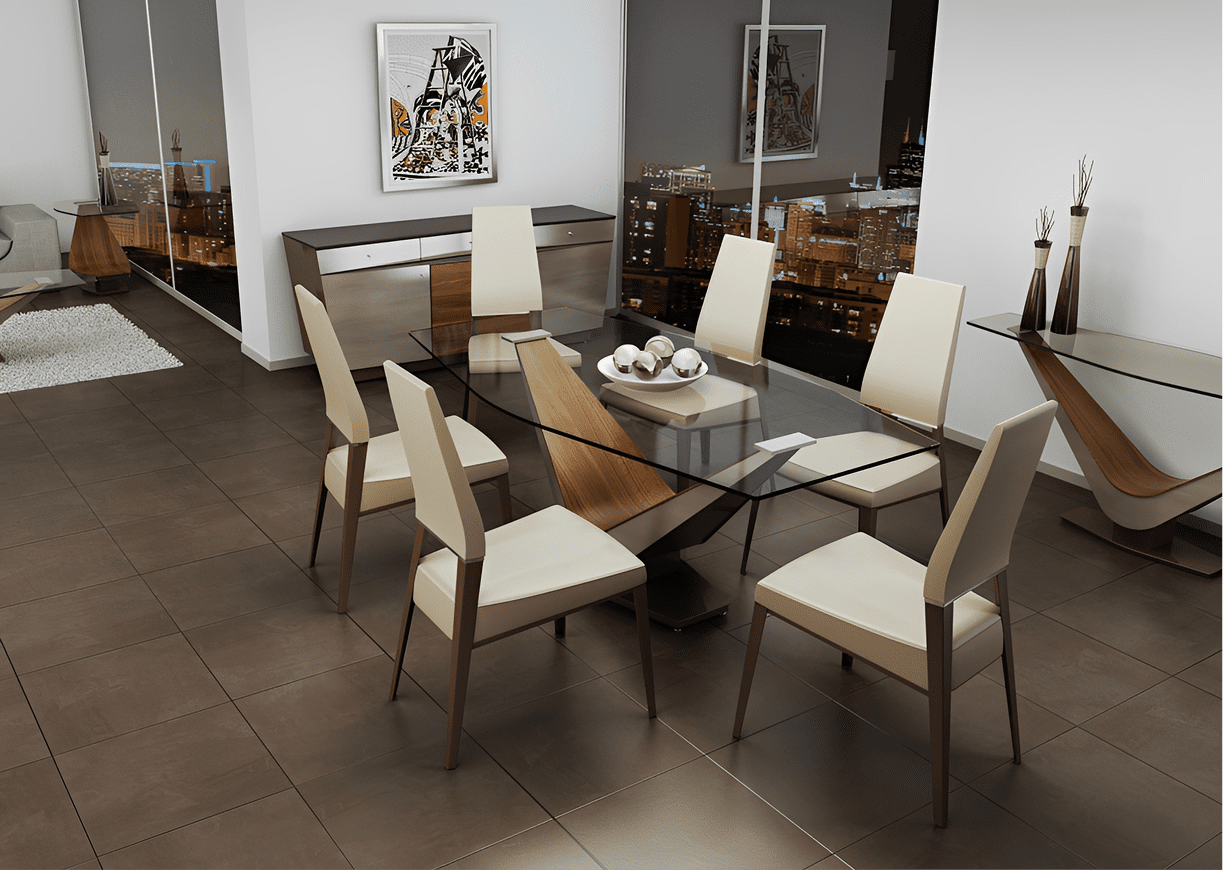Modern dining room with sleek furniture
