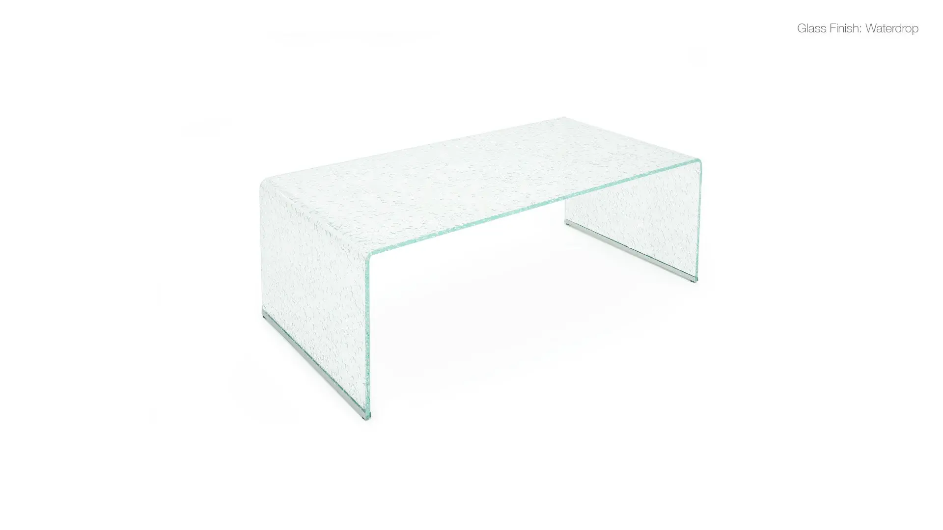 Transparent glass table on white background