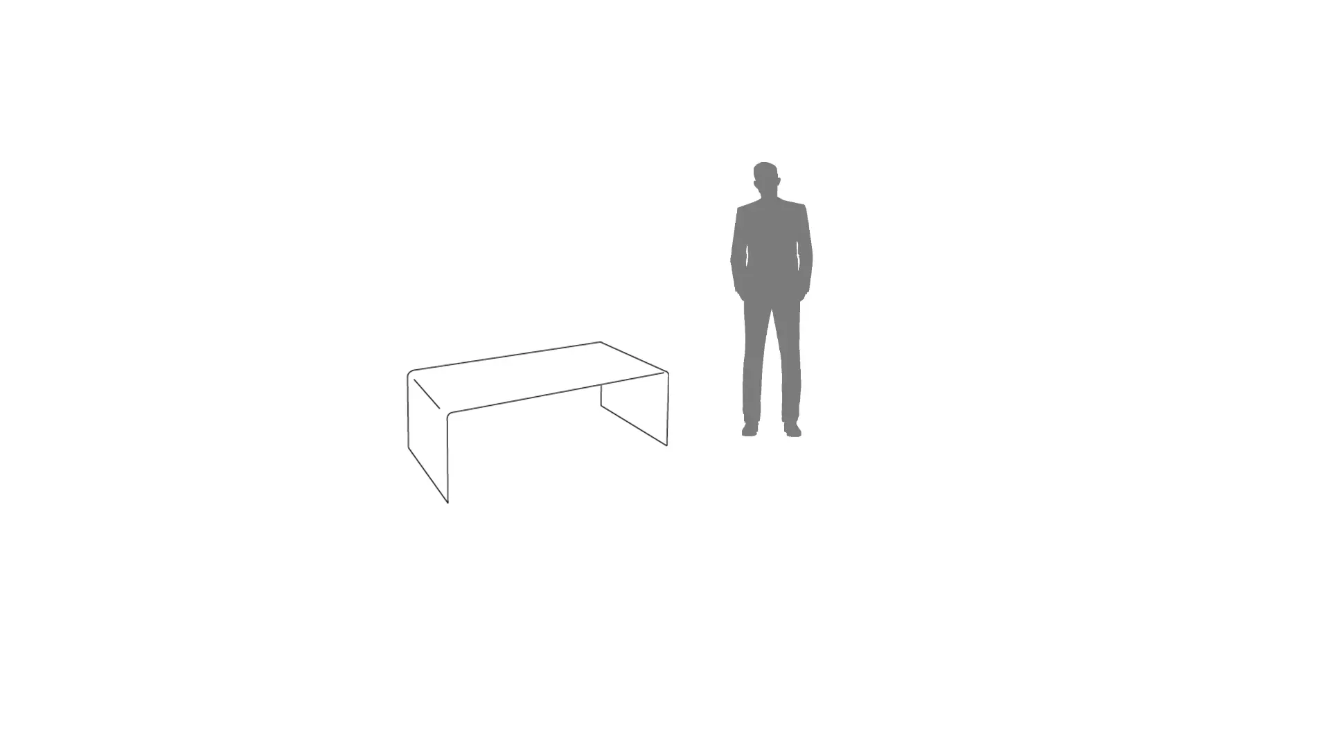 Silhouette of man beside modern table
