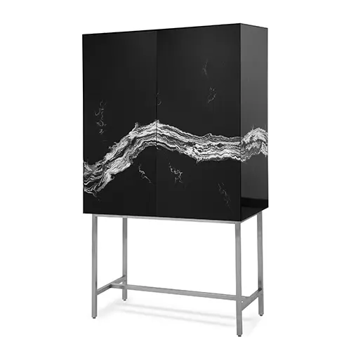 Sleek cabinet on metal legs