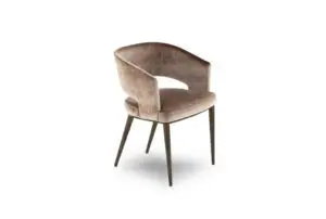 Stylish brown chair with curved backrest