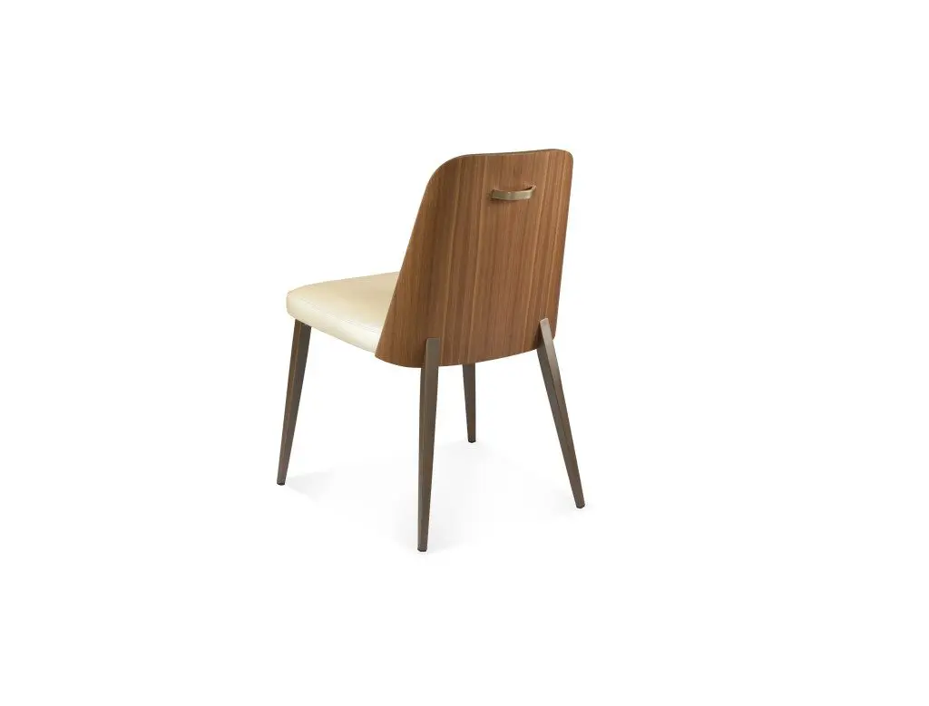 Modern wooden chair with beige cushion