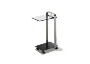 Rolling side table with glass top