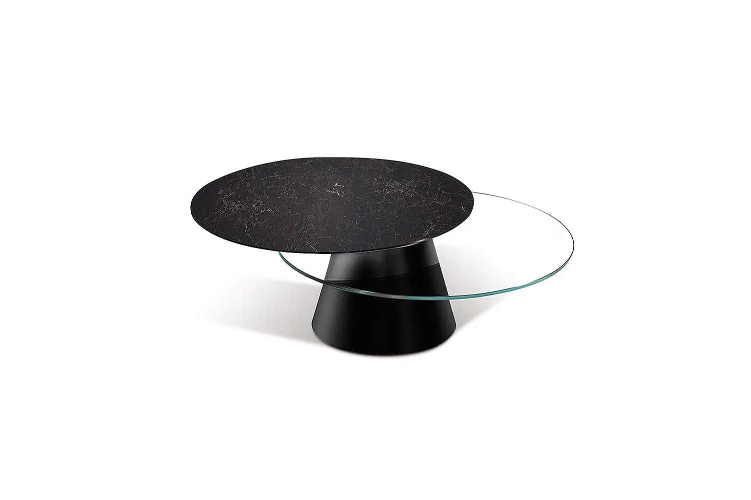Modern round black and glass table