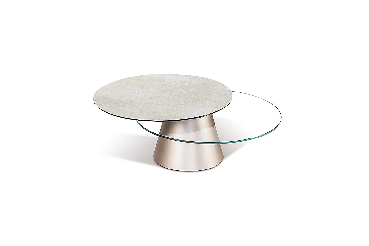 Modern round coffee table with glass accents